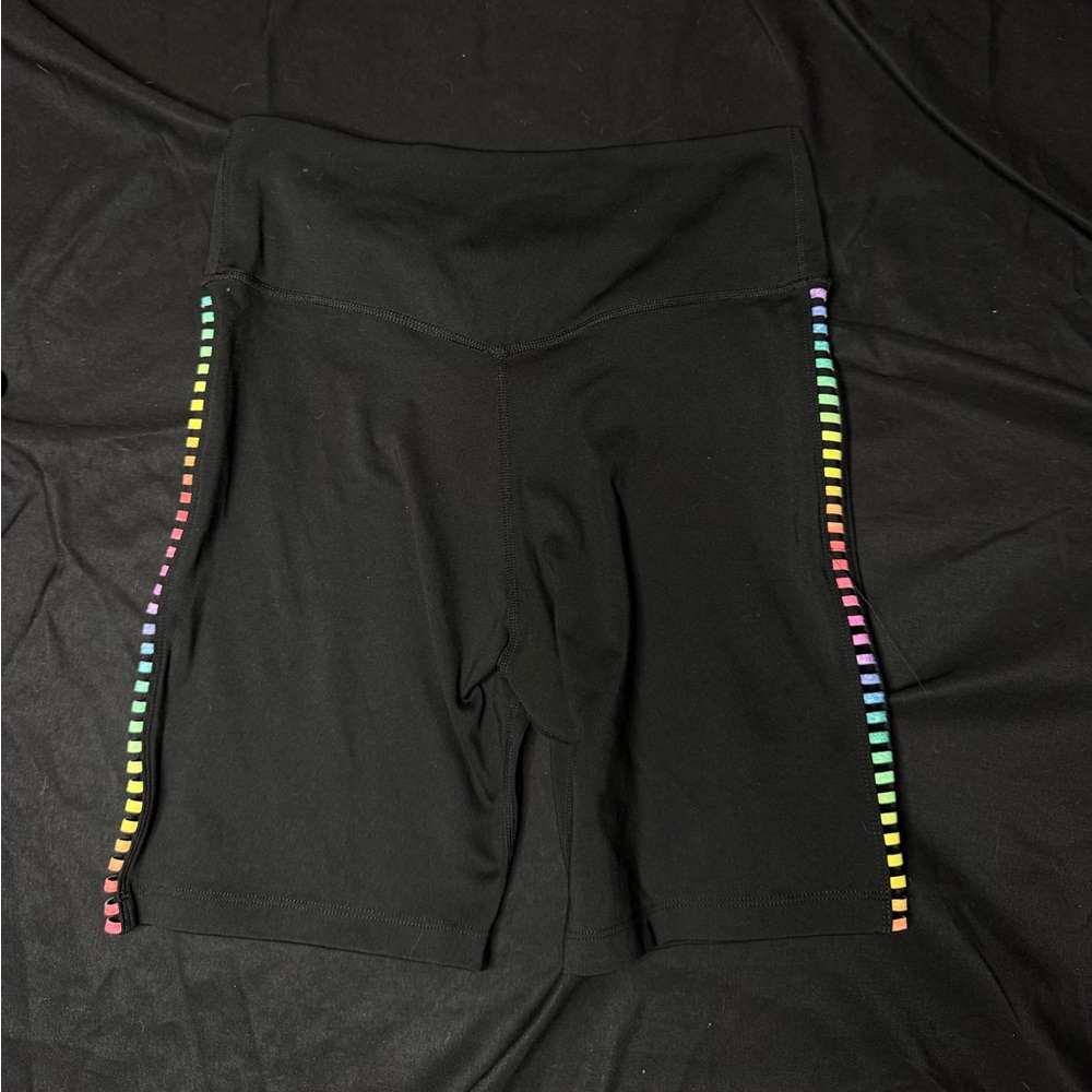 Nike Black High-Rise Bike Shorts with Rainbow Side Stripe - Picture 4 of 4